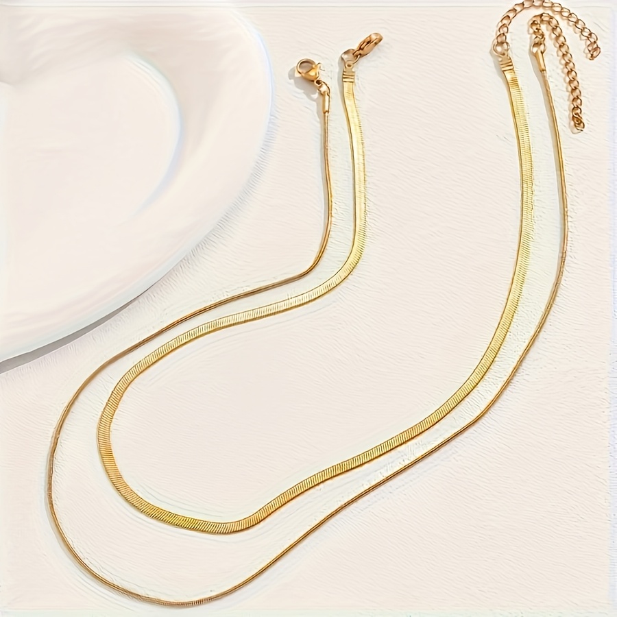 2 Piece Women's Chain Necklace Set, Thick & Thin Snake Chains